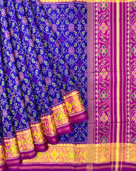 Purple & Purplish Blue Solsitara Design Patola Saree