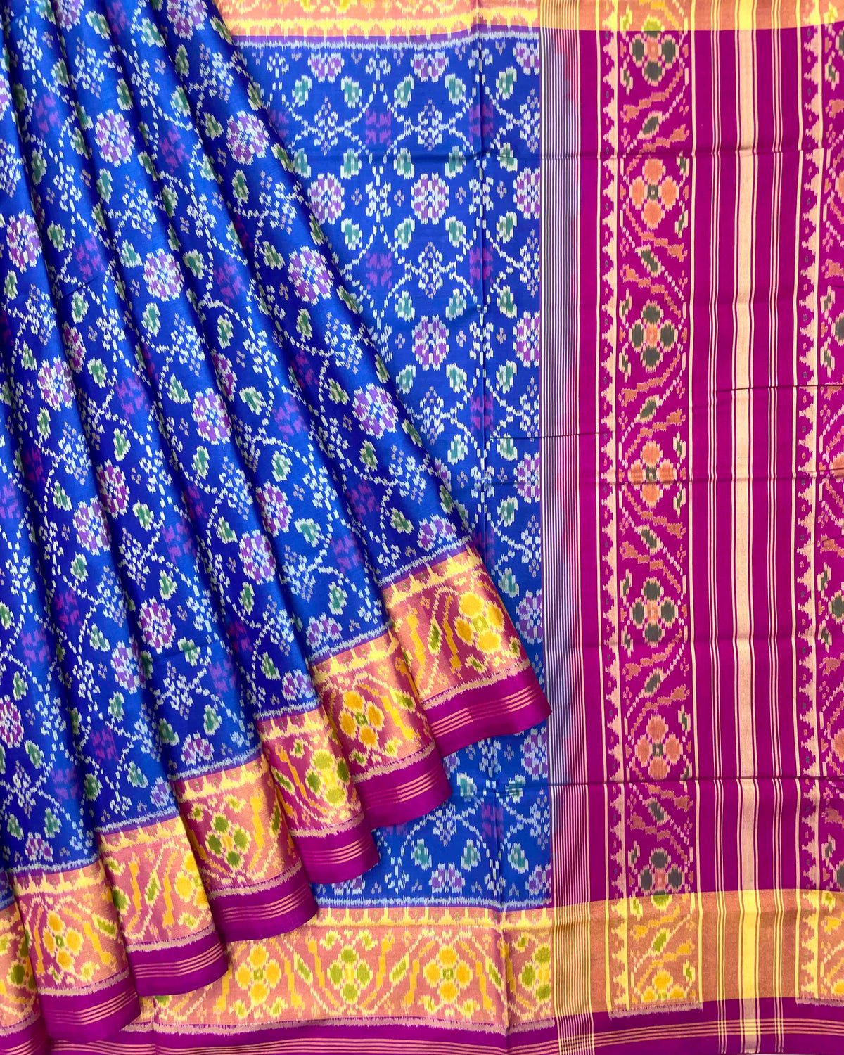 Pink & Blue Solsitara Design Patola Saree