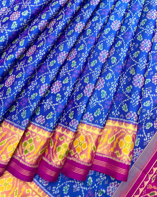 Pink & Blue Solsitara Design Patola Saree