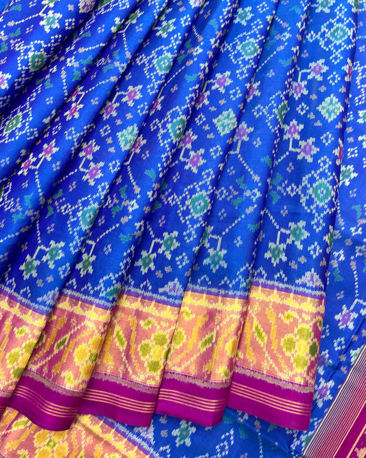 Pink & Blue Navratan Patola Saree