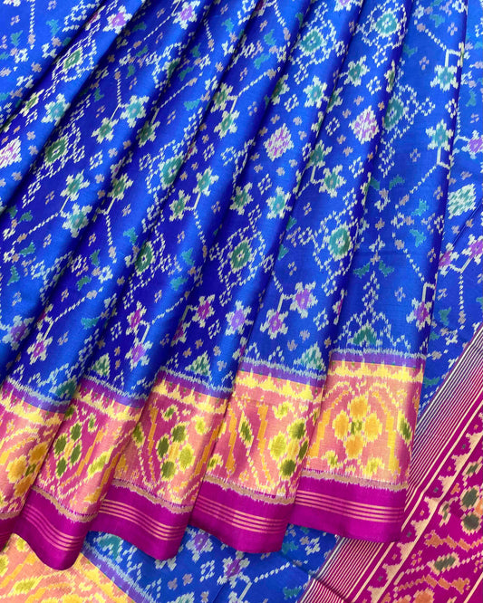 Pink & Blue Navratan Patola Saree