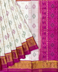 Pink & White Panchanda Patola Saree