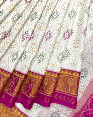 Pink & White Panchanda Patola Saree