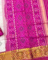 Pink & White Panchanda Patola Saree