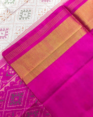 Pink & White Panchanda Patola Saree