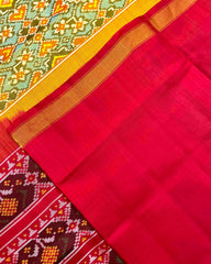 Red & Yellow Tinted Seagreen Navratan Patola Saree