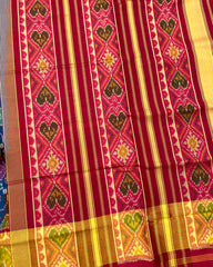 Red & Blue New Chhabdi Design Patola Saree