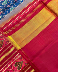 Red & Blue New Chhabdi Design Patola Saree