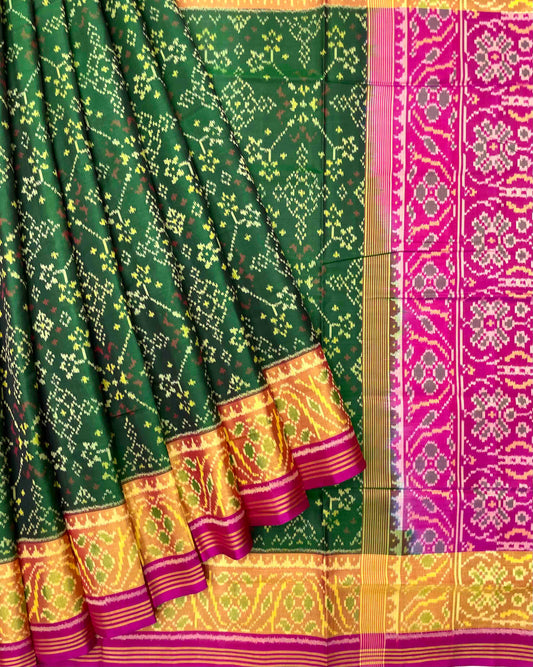 Pink & Green Navratan Patola Saree