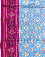 Pink & Sky Blue Panchanda Patola Saree