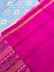 Pink & Sky Blue Panchanda Patola Saree