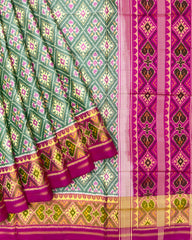 Pink & Light Green Panchanda Patola Saree