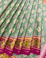 Pink & Light Green Panchanda Patola Saree