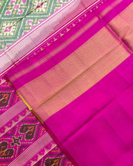 Pink & Light Green Panchanda Patola Saree