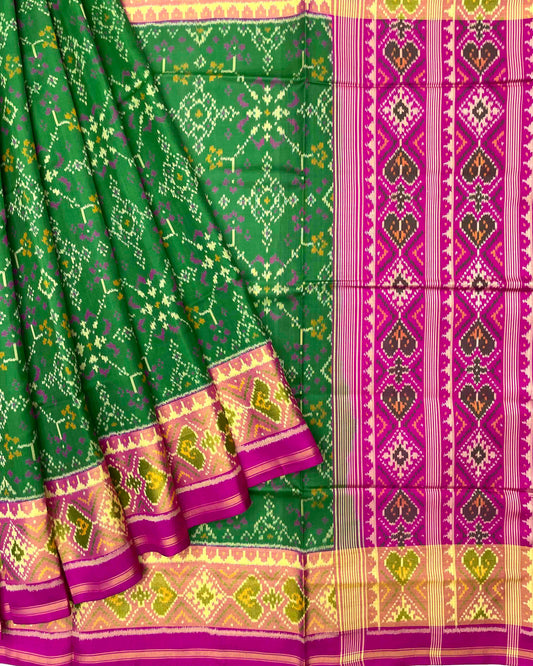 Pink & Green Navratan Patola Saree