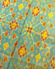 Pink & Yellowish Sky Blue Navratan Patola Saree