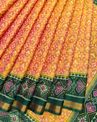 Green & Yellow Buttonful Patola Saree