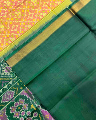 Green & Yellow Buttonful Patola Saree