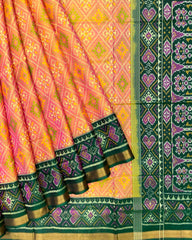 Green & Yellow Peach Panchanda Patola Saree