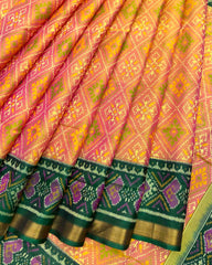 Green & Yellow Peach Panchanda Patola Saree