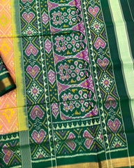 Green & Yellow Peach Panchanda Patola Saree