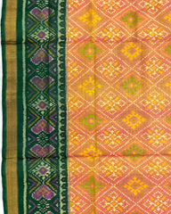 Green & Yellow Peach Panchanda Patola Saree