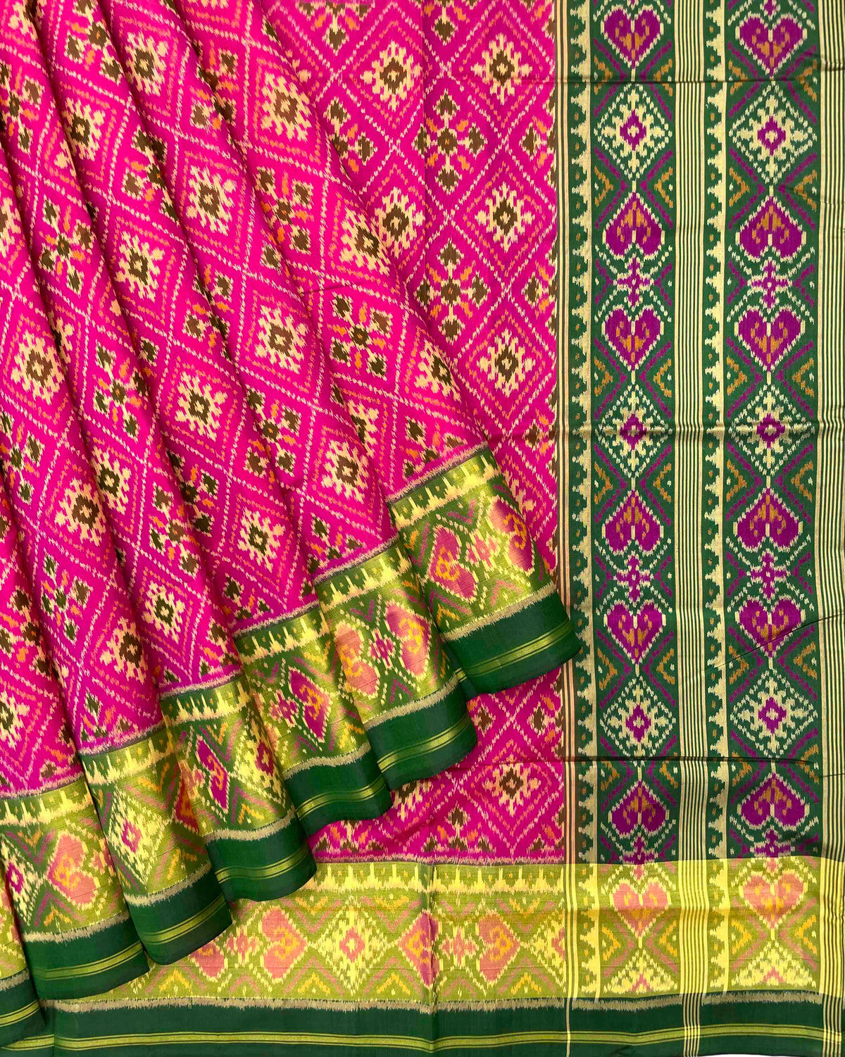 Green & Pink Panchanda Patola Saree