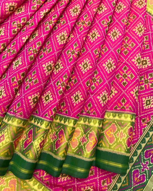 Green & Pink Panchanda Patola Saree