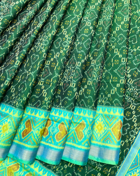 Sea Green & Green New Chhabdi Patola Saree