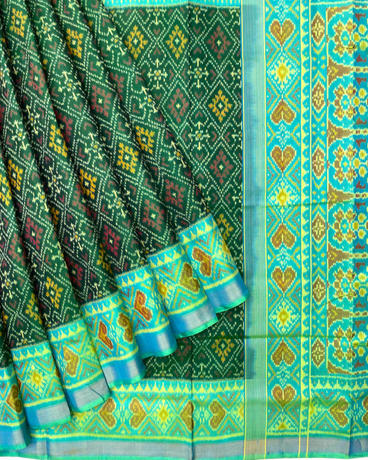 Sea Green & Green Panchanda Patola Saree