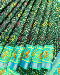 Sea Green & Green Panchanda Patola Saree