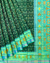 Sea Green & Green Pan Design Patola Saree