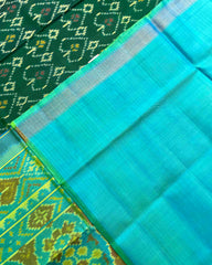 Sea Green & Green Pan Design Patola Saree