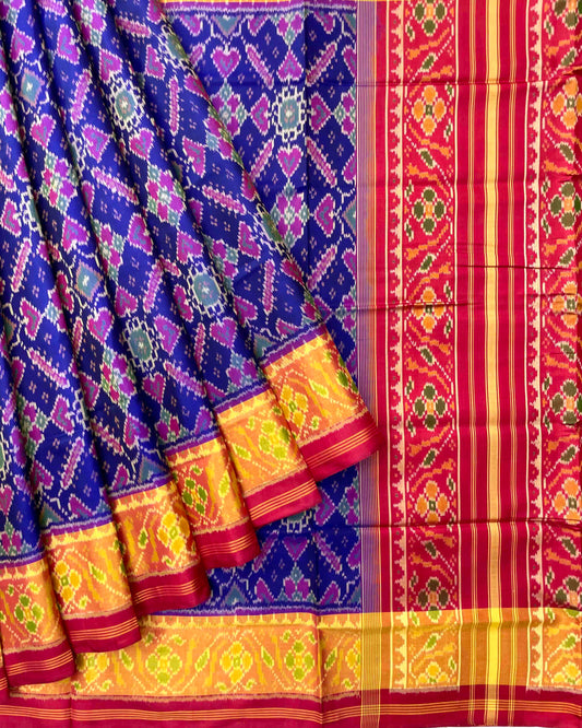 Red & Blue Manekchowk Patola Saree