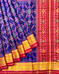 Red & Blue Manekchowk Patola Saree