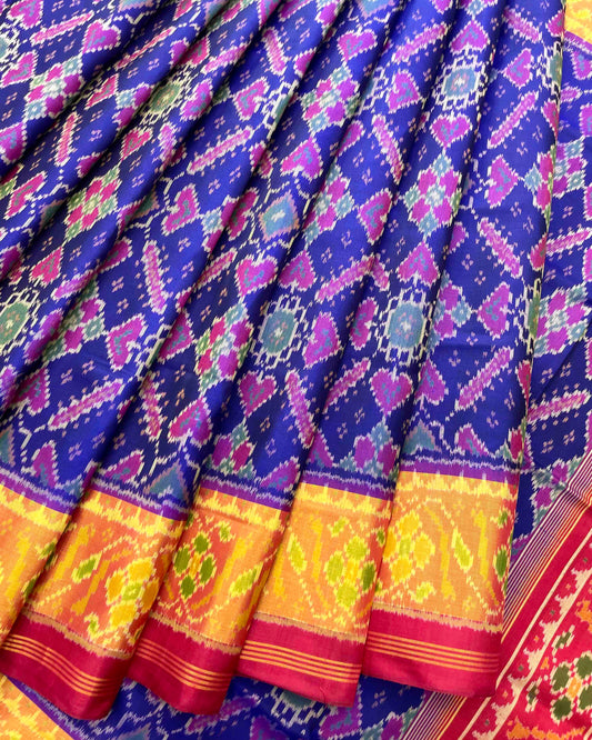 Red & Blue Manekchowk Patola Saree