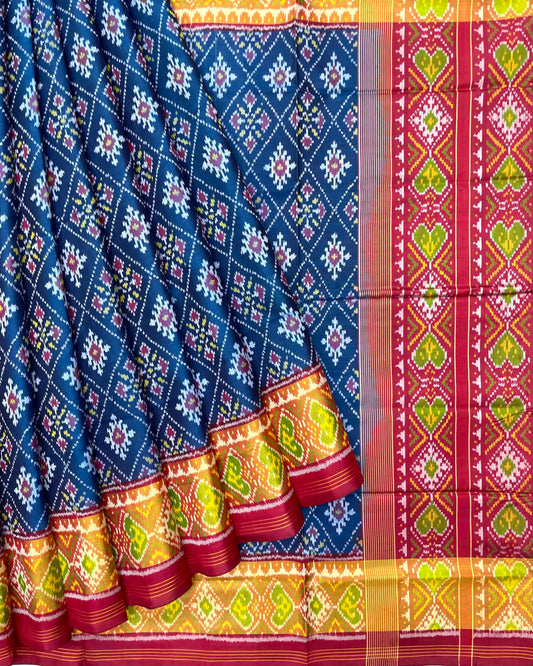 Red & Blue Panchanda Patola Saree