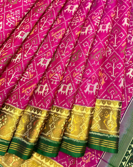 Green & Pink Narikunj Patola Saree