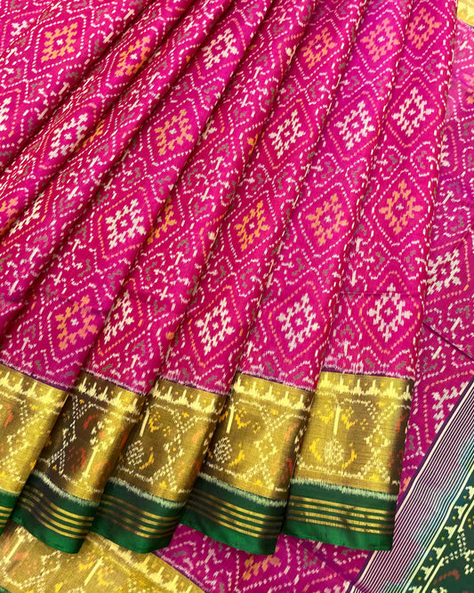 Green & Pink Panchanda Patola Saree