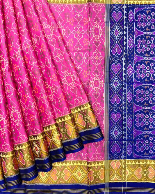 Blue & Pink Navratan Patola Saree