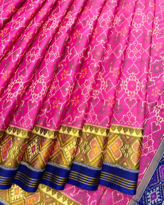 Blue & Pink Navratan Patola Saree