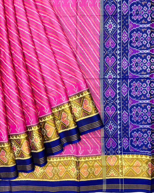 Blue & Pink Leheriya Patola Saree