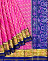 Blue & Pink Leheriya Patola Saree