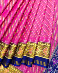 Blue & Pink Leheriya Patola Saree