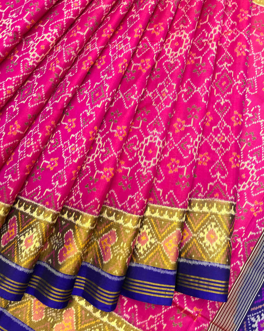 Blue & Pink Navratan Patola Saree