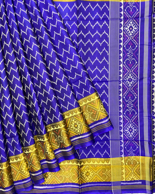 Blue Zig Zag Linging Patola Saree