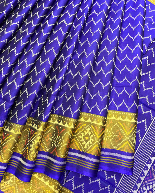 Blue Zig Zag Linging Patola Saree