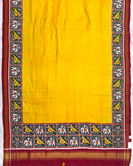 Maroon & Yellow Plain Patola Saree