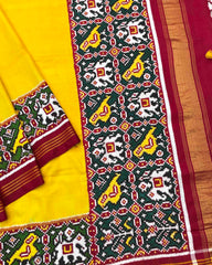 Maroon & Yellow Plain Patola Saree