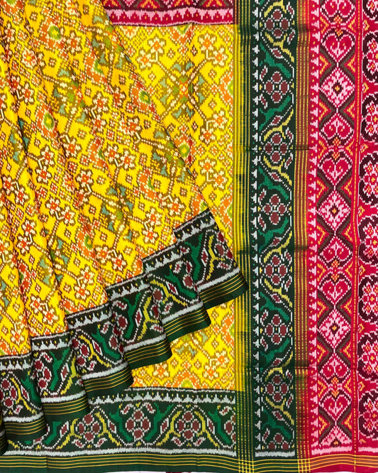 Yellow Ganga Januma Navratan Patola Saree